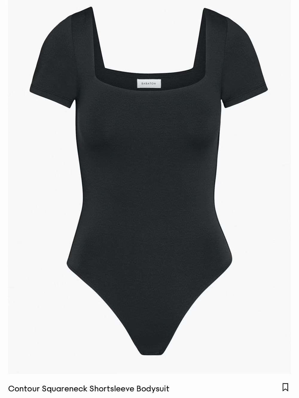 Babaton Black Square-Neck Short Sleeve Contour Bodysuit